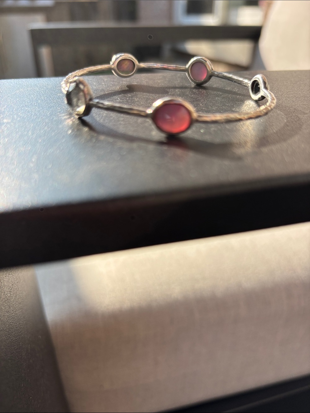 Ippolita Silver Bangle with Pink Cabochon Accents
